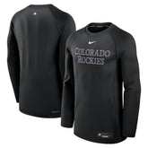 Colorado Rockies Nike Authentic Collection Game Time Raglan Dri-FIT Long Sleeve T-Shirt - Black - Nike Lifestyle