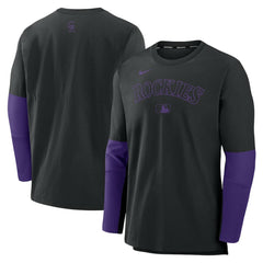Colorado Rockies Nike Authentic Collection Player Dri-FIT Lightweight Pullover - Black/Purple - Nike Lifestyle