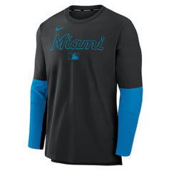 Miami Marlins Nike Authentic Collection Player Dri-FIT Lightweight Pullover - Black - Nike on Sale