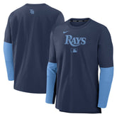 Tampa Bay Rays Nike Authentic Collection Player Dri-FIT Lightweight Pullover - Navy/Light Blue - Nike Lifestyle