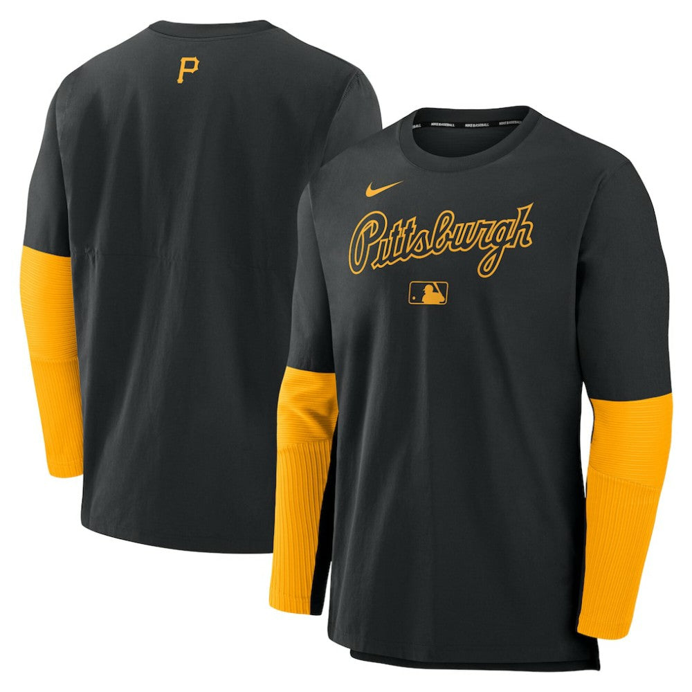 Pittsburgh Pirates Nike Authentic Collection Player Dri-FIT Lightweight Pullover - Black/Gold - Nike Sale
