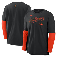 San Francisco Giants Nike Authentic Collection Player Dri-FIT Lightweight Pullover - Black/Orange - Nike Discount
