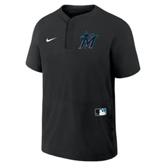 Miami Marlins Nike Authentic Collection Raglan Short Sleeve Windshirt - Black - Nike Sale