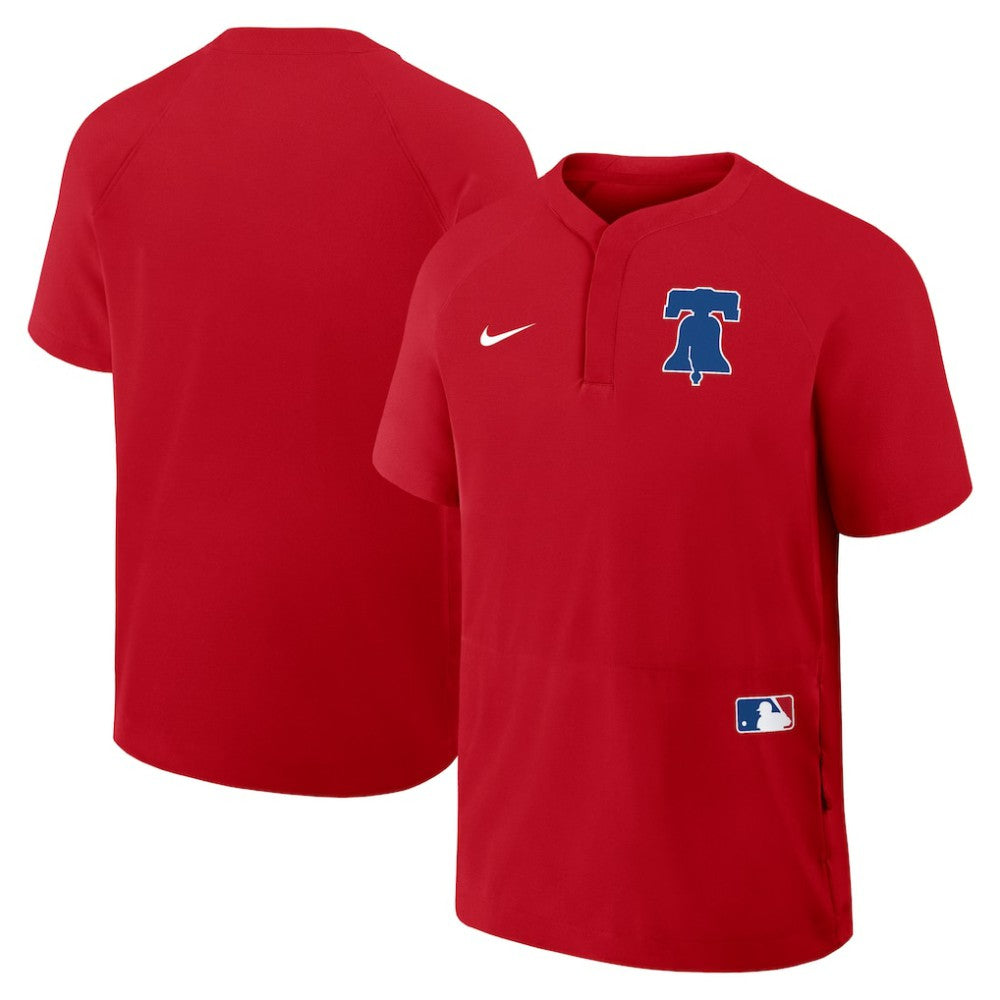 Philadelphia Phillies Nike Authentic Collection Raglan Short Sleeve Windshirt - Red - Nike on Sale
