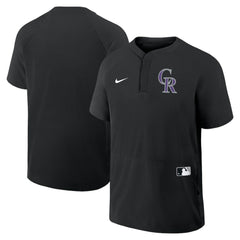 Colorado Rockies Nike Authentic Collection Raglan Short Sleeve Windshirt - Black - Nike Sale