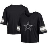 47 brand Dallas Cowboys '47 Women's Double Header Scout Cropped V-Neck T-Shirt Navy