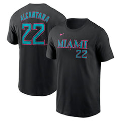 Sandy Alcantara Miami Marlins Nike 2025 City Connect Fuse Name & Number T-Shirt - Black - Nike Lifestyle