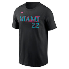 Sandy Alcantara Miami Marlins Nike 2025 City Connect Fuse Name & Number T-Shirt - Black - Nike Lifestyle