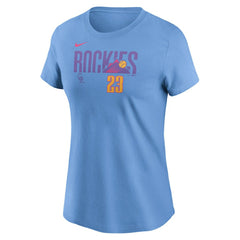 Kris Bryant Colorado Rockies Nike Women's 2025 City Connect Fuse Name & Number T-Shirt - Light Blue - Nike Sale