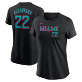 Sandy Alcantara Miami Marlins Nike Women's 2025 City Connect Fuse Name & Number T-Shirt - Black - Nike Lifestyle