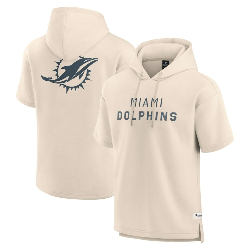 Fanatics Miami Dolphins Elements Future Ground Lettering Short Sleeve Pullover Hoodie Cream