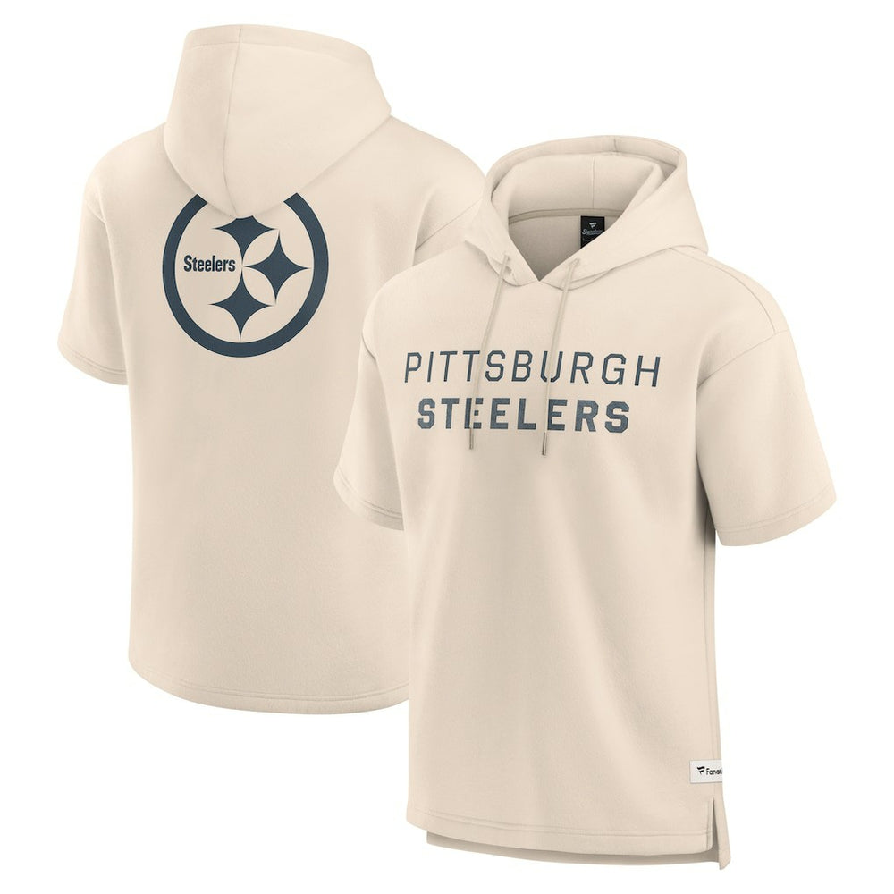 Fanatics Pittsburgh Steelers Elements Future Ground Lettering Short Sleeve Pullover Hoodie Cream