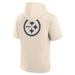 Fanatics Pittsburgh Steelers Elements Future Ground Lettering Short Sleeve Pullover Hoodie Cream