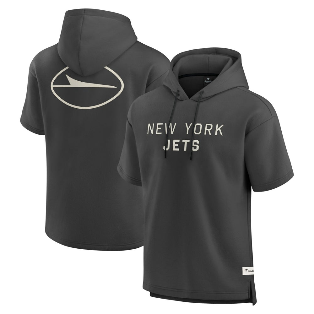 Fanatics New York Jets Elements Future Ground Lettering Short Sleeve Pullover Hoodie Charcoal