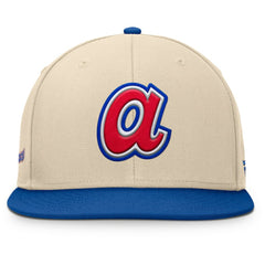 Atlanta Braves Fanatics Cooperstown Collection Bounder Snapback Hat - Natural/Royal - Fanatics Online