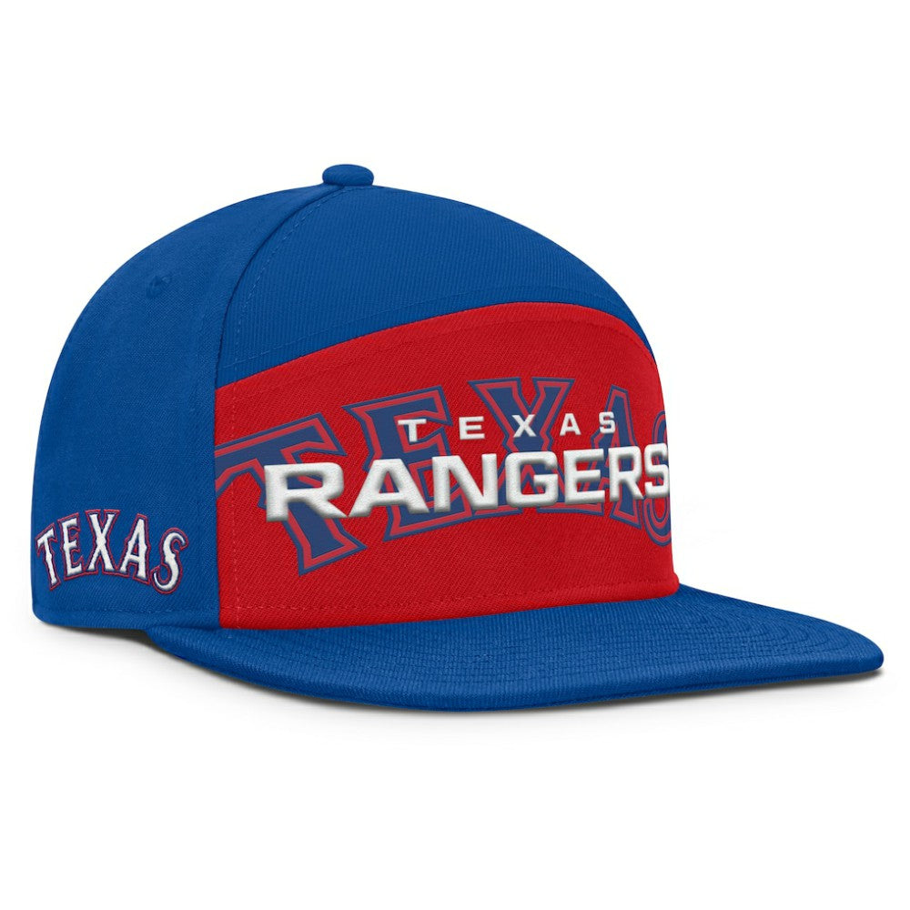 Texas Rangers Fanatics Clubhouse Splitter Snapback Hat - Royal/Red - Fanatics on Sale