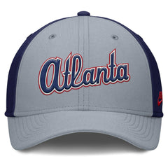 Atlanta Braves Nike Rise Swoosh Performance Flex Hat - Gray/Navy - Nike Sale