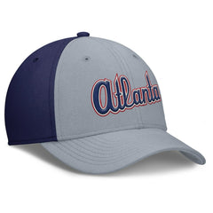 Atlanta Braves Nike Rise Swoosh Performance Flex Hat - Gray/Navy - Nike Sale