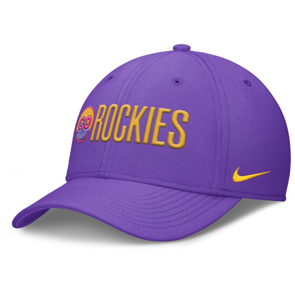 Colorado Rockies Nike 2025 City Connect Rise Swoosh Performance Flex Hat - Purple - Nike on Sale
