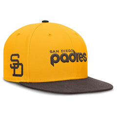 San Diego Padres Nike Cooperstown Two-Tone Dri-FIT Round Bill True Fitted Hat - Gold - Nike Online