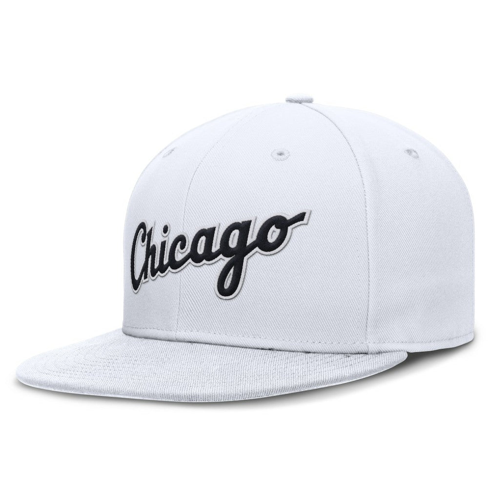 Chicago White Sox Nike Wordmark Dri-FIT Round Bill True Fitted Hat - White - Nike Sale