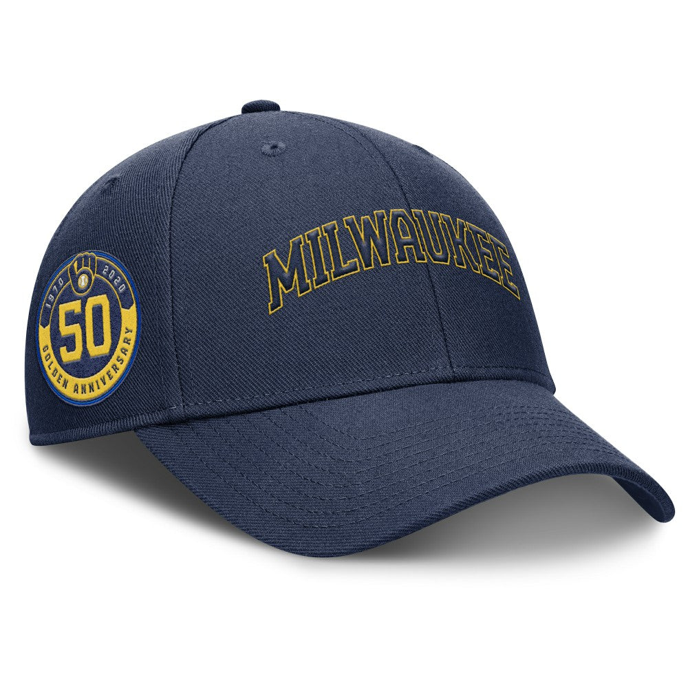 Milwaukee Brewers Nike Rise Gaberdine Adjustable Hat - Navy - Nike Lifestyle