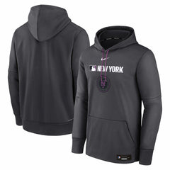 New York Mets Nike Authentic Collection City Connect Therma Pullover Hoodie - Anthracite - Nike Online