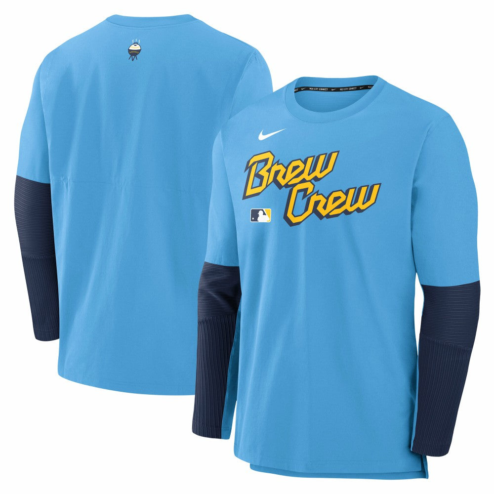 Milwaukee Brewers Nike 2025 City Connect Authentic Collection Player Dri-FIT Lightweight Pullover - Light Blue - Nike Sale
