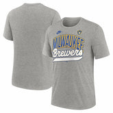 Milwaukee Brewers Nike Cooperstown Collection Retro Tri-Blend T-Shirt - Heather Gray - Nike Discount