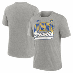 Milwaukee Brewers Nike Cooperstown Collection Retro Tri-Blend T-Shirt - Heather Gray - Nike Discount