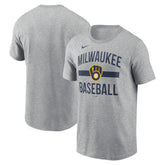 Milwaukee Brewers Nike Arched T-Shirt - Heather Gray - Nike on Sale
