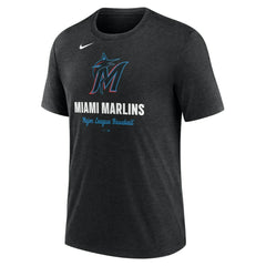 Miami Marlins Nike Logo Tri-Blend T-Shirt - Heather Black - Nike Sale
