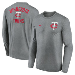 Minnesota Twins Nike 2-Hit Legend Dri-FIT Long Sleeve T-Shirt - Heather Charcoal - Nike Lifestyle