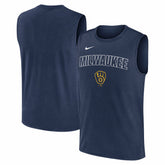 Milwaukee Brewers Nike Knockout Dri-FIT Muscle Tank Top - Navy - Nike Discount