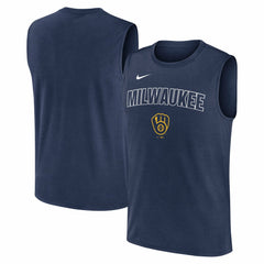 Milwaukee Brewers Nike Knockout Dri-FIT Muscle Tank Top - Navy - Nike Discount