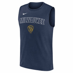 Milwaukee Brewers Nike Knockout Dri-FIT Muscle Tank Top - Navy - Nike Discount