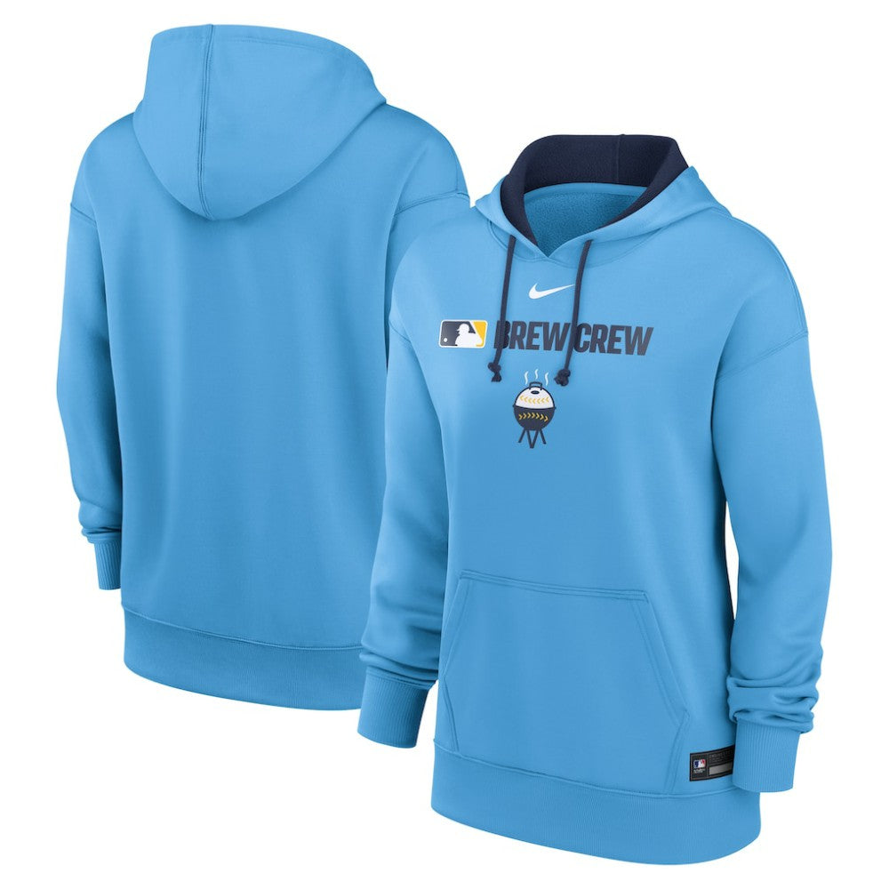 Milwaukee Brewers Nike Women's City Connect Authentic Collection Therma-FIT Hoodie - Powder Blue - Nike Discount