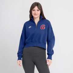 Atlanta Braves Nike Women's Cooperstown Collection Phoenix Fleece Half-Zip Sweatshirt - Royal - Nike Sale