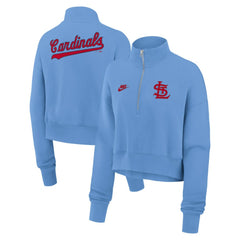 St. Louis Cardinals Nike Women's Cooperstown Collection Phoenix Fleece Half-Zip Sweatshirt - Light Blue - Nike Sale