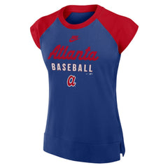 Atlanta Braves Nike Women's Cooperstown Collection Raglan Dri-FIT T-Shirt - Navy/Red - Nike Sale
