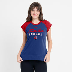 Atlanta Braves Nike Women's Cooperstown Collection Raglan Dri-FIT T-Shirt - Navy/Red - Nike Sale