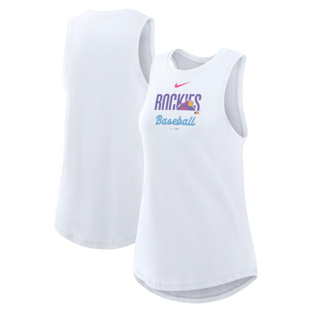 Colorado Rockies Nike Women's City Connect Tricode High Neck Dri-FIT Tank Top - White - Nike on Sale