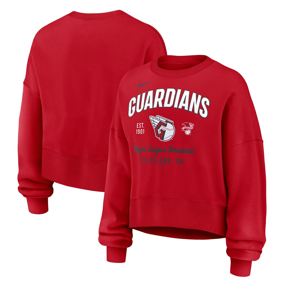Cleveland Guardians Nike Women's Oversized High Hip Pullover Sweatshirt - Red - Nike on Sale