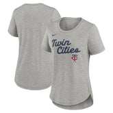 Minnesota Twins Nike Women's Script Tri-Blend T-Shirt - Heather Gray - Nike on Sale