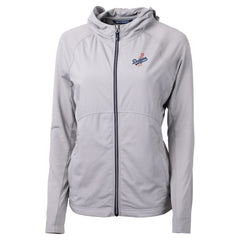 Los Angeles Dodgers Cutter & Buck Women's Adapt Eco Knit Hybrid Recycled Full-Zip Hoodie - Gray - MLB Sale
