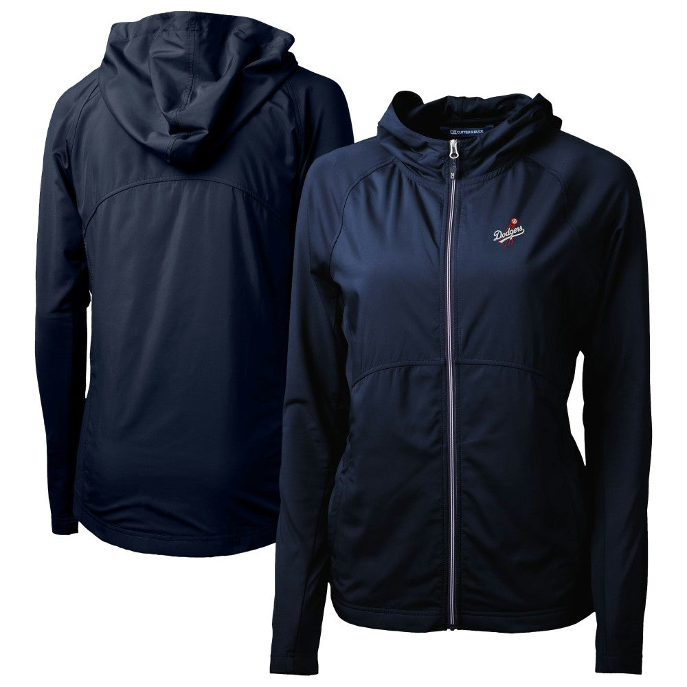 Los Angeles Dodgers Cutter & Buck Women's Adapt Eco Knit Hybrid Recycled Full-Zip Hoodie - Navy - MLB Sale