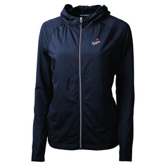 Los Angeles Dodgers Cutter & Buck Women's Adapt Eco Knit Hybrid Recycled Full-Zip Hoodie - Navy - MLB Sale