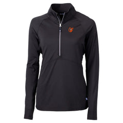 Baltimore Orioles Cutter & Buck Women's DryTec Adapt Eco Knit Stretch Recycled Raglan Half-Zip Top - Black - MLB Discount