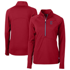 Cleveland Guardians Cutter & Buck Women's DryTec Adapt Eco Knit Stretch Recycled Raglan Half-Zip Top - Red - MLB Online