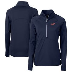 Detroit Tigers Cutter & Buck Women's DryTec Adapt Eco Knit Stretch Recycled Raglan Half-Zip Top - Navy - MLB Sale
